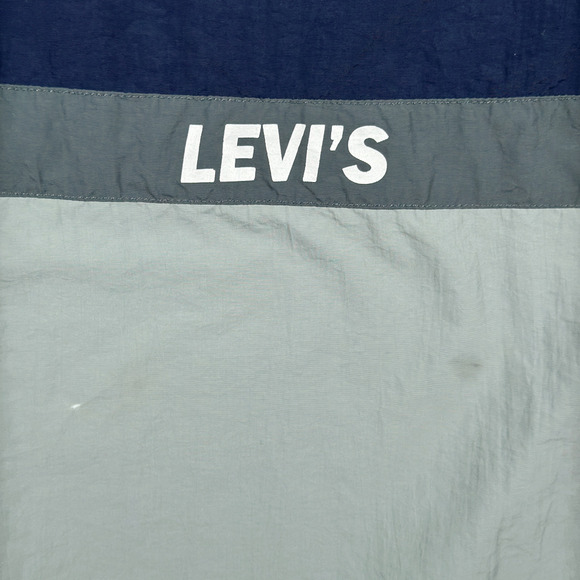 Levis Jacket Adult XXL Blue Gray Taslan Anorak Nylon Colorblock Windbreaker Y2K - Picture 9 of 11